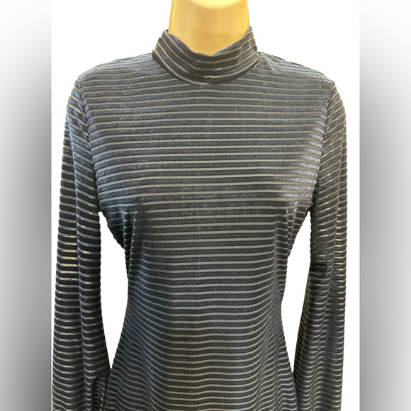 Lulus Ticket to Chic Navy Blue Striped Velvet Balloon Sleeve Dress - Picture 8 of 13